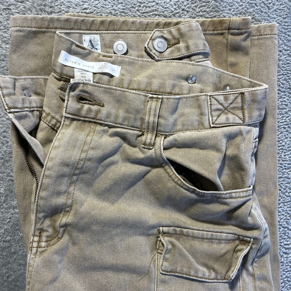 Altar° State Women's Khaki Cargo Pants Size 31 Cotton Casual Utility Cargo